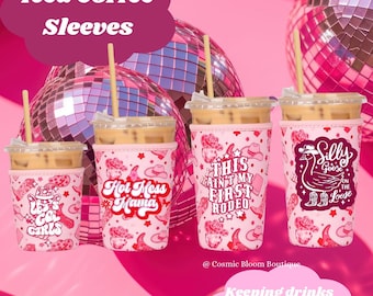 Pink Cowgirl Iced Coffee Sleeves