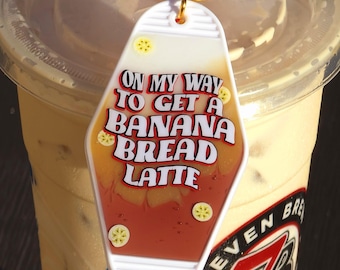 Porte-clés en résine pour motel, pain aux bananes et latté