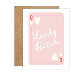 Lucky Bitch Playing Card Cartão de felicitações, Humor adulto, Cartão sarcástico, Cartão sarcástico, Cartão engraçado e trocadilho, Cartão de incentivo