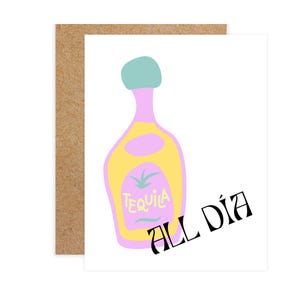 Tequila All Día-wenskaart, grappige kaart, volwassen humorkaart, snarky kaart, sarcastische kaart, Martini-liefhebber, Margarita Love, cocktailkaart