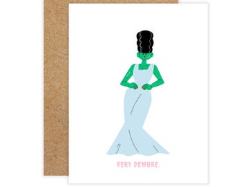 Very Demure, Very Mindful Mrs. Frankenstein Halloween Card – Funny & Sarcastic