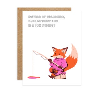 Tarjeta de felicitación de humor para adultos, en lugar de nietos, ¿puedo interesarte en una tarjeta snarky de zorro pescador, tarjeta sarcástica, tarjeta punny divertida?