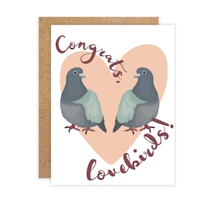 Parabéns Lovebirds Cartão, Cartão engraçado, Cartão de humor adulto, Parabéns engraçado, Parabéns de casamento Cartão sarcástico, Pombos