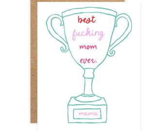 Funny Mother's Day Card, Mom Ever Trophy