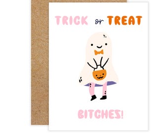 Funny Ghost Halloween Card: Sarcastic Trick or Treat