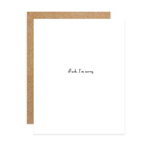 Carte de voeux humoristique pour adultes, Fuck. Je suis désolé, carte Snarky, carte sarcastique, carte pense à vous, carte deuil, carte punny drôle