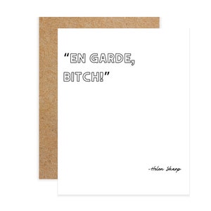 En Garde, Bitch Death Becomes Her Quote greeting card, sarcastic card, funny, Adult Humor, Cult Movie, Goldie Hawn