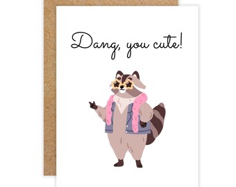 Sassy Raccoon Pun Card: Snarky Love Note with Kraft Envelope