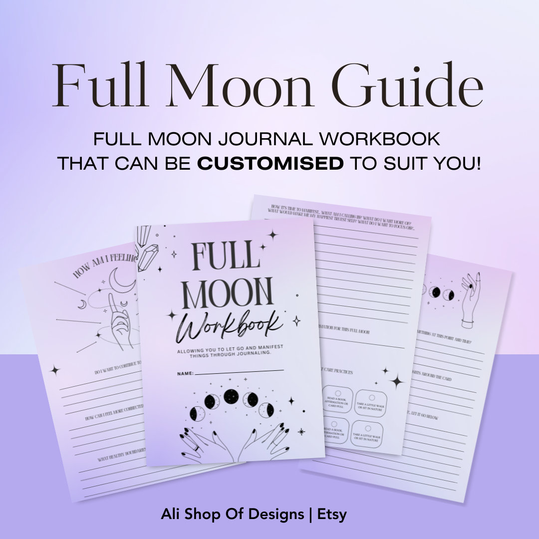 Full Moon Ritual Worksheet, Full Moon Intentions, Editable Full Moon