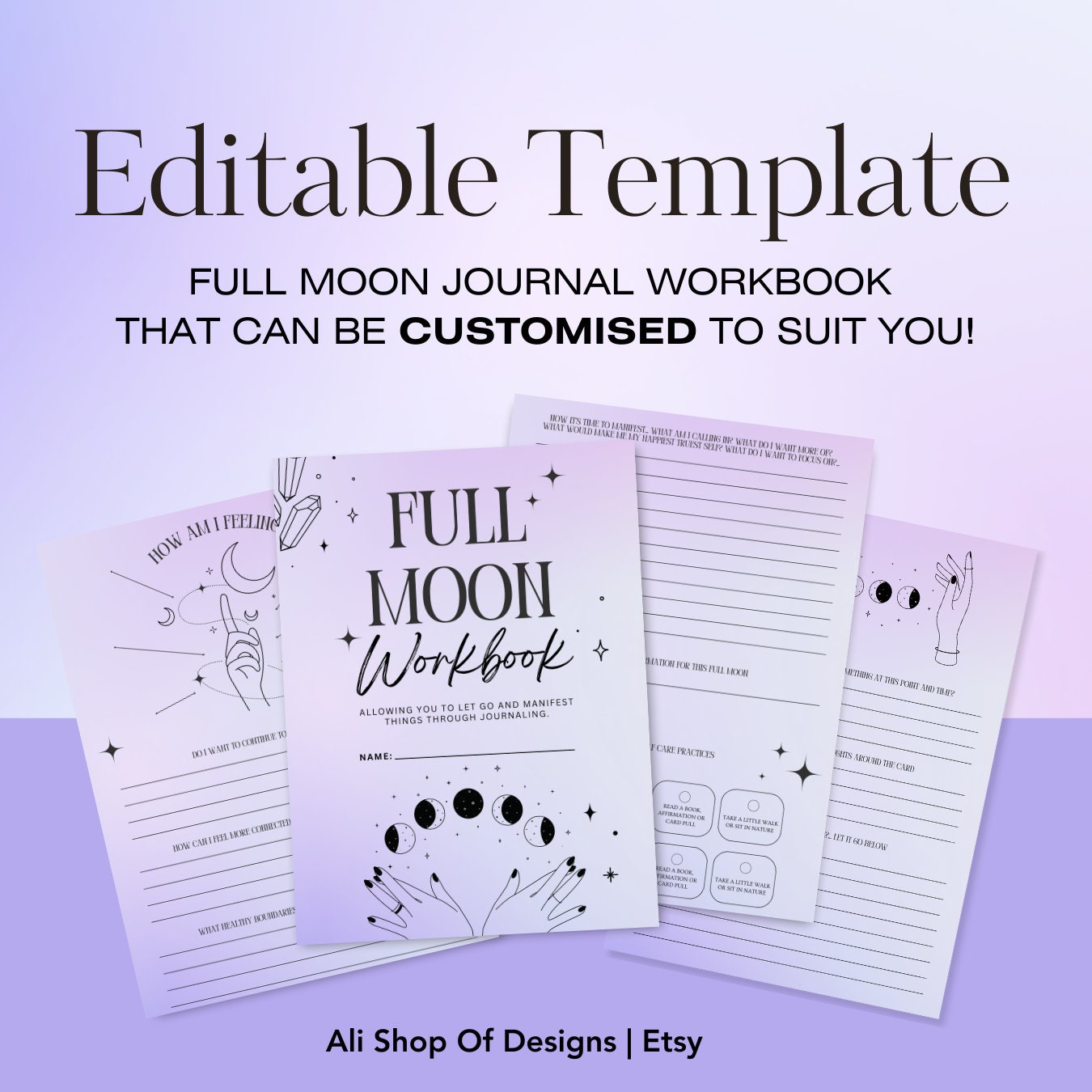 Full Moon Ritual Worksheet, Full Moon Intentions, Editable Full Moon ...
