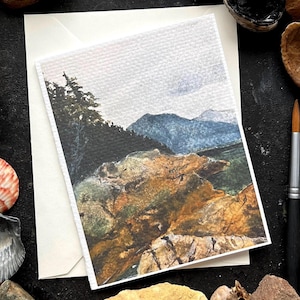 Carte de voeux vierge | Parc du phare | de cartes d'art aquarelle | je pense à vous | art chaleureux | carte d'art paysage de mauvaise humeur