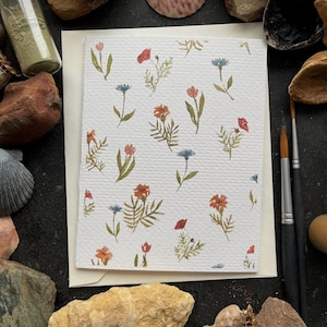 Carte de voeux vierge | Fleurs du milieu de l'été | de cartes d'art aquarelle | je pense à vous | art chaleureux | carte d'art paysage de mauvaise humeur