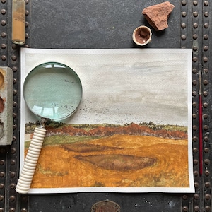 Acquerello originale 10x12 pollici / CLAMOR ALATO DI OTTOBRE / Decorazione autunnale per la casa/parete / campi autunnali / arte del paesaggio autunnale / pigmenti minerali