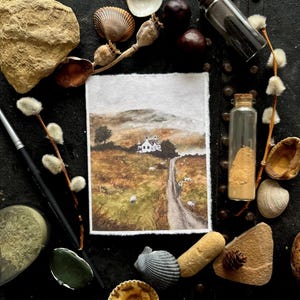 Carte de voeux vierge | Maison dans les Maures | cartes d'art aquarelle | je pense à vous | art chaleureux | joli paysage | carte de voeux peinte