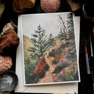 Blank greeting card | Wild Flora Path | watercolour artwork cards | thinking of you | pretty moody art | wild landscape art card
