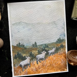 Carte de voeux vierge | Retour à la maison | de cartes d'art aquarelle | je pense à vous | art chaleureux | carte d'art paysage de mauvaise humeur