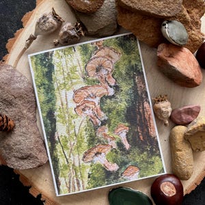 Carte de voeux vierge | L'arbre champignon | de cartes d'art aquarelle | je pense à vous | art chaleureux | d'art paysage maussade | carte nature