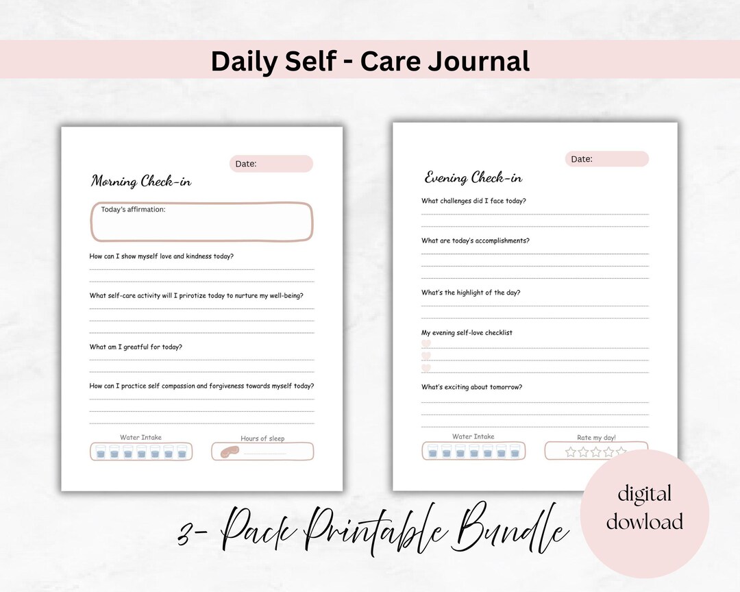 Printable Daily Self-care Journal – Mental Health & Wellness Tracker ...