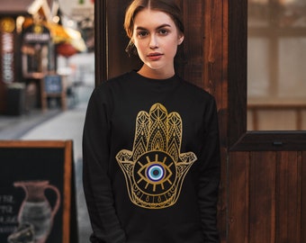Hamsa Shirt,  Evil Eye Sweatshirt, Evil Eye Tee, Witch Tee, Hamsa Hand Sweatshirt, Turkish Evil Eye, Mystical, Santorini Sweatshirt, Mykonos