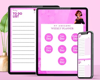 Minimalistic Modern WEEKLY PLANNER Digital Planner 2024 2025 Undated, Ipad Planner, Daily Planner, Beautiful Toon Design 'Another Week'