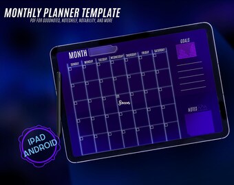 SciFi Futuristic Digital Calendar, Goodnotes Template, Undated iPad Planner, Monthly Digital Planner, Planner Pages, Notability [DARK]
