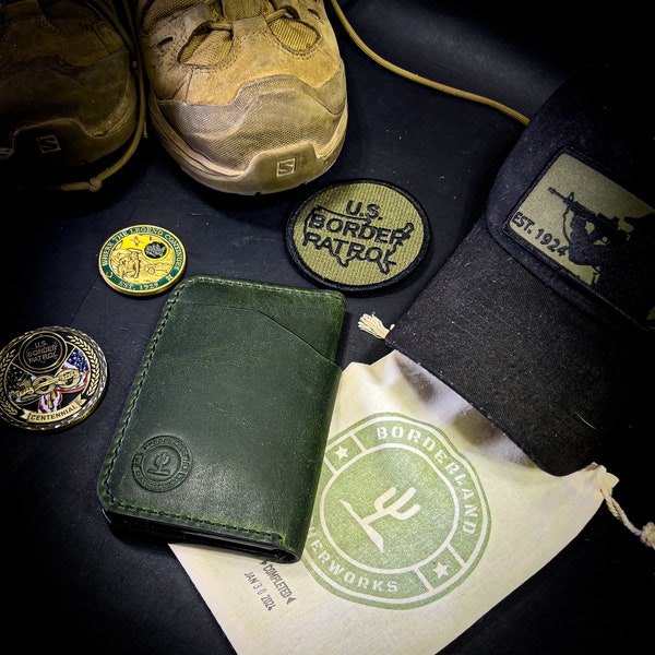 The McCraw - Handmade leather USBP Badge Wallet *100 year commemorative Border Patrol Edition* with logo