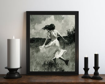 Dark Academia Nature Witch Painting, Dark Wall Art, Moody Decor, Halloween Art, Vintage Decor, Gothic Art, Witchy Print, Cottagecore Art