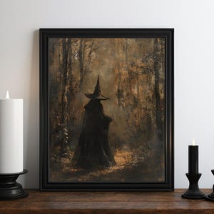 Dark Academia Witch Oil Painting, Dark Wall Art, Moody Decor, Halloween Art, Vintage Decor, Gothic Wall Art, Witchy Print, Victorian Art