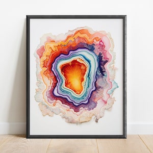 Geode Painting Wall Art Print, Rock Wall Art, Crystal Print, Geometric Art, Agate Art, Office Decor, Fossil Collector, Psychedelic Decor