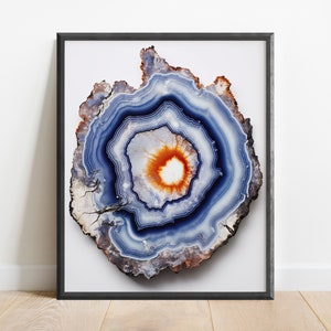 Geode Painting Wall Art Print, Rock Wall Art, Crystal Print, Geometric Art, Agate Art, Office Decor, Fossil Collector, Psychedelic Decor