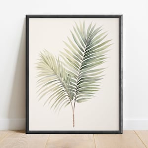 Minimalist Watercolor Palm Wall Art Print, Nature Art, Plant Painting, Office Decor, Botanical Art Print, Palm Art, Tropical Decor