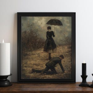 Dark Academia Victorian Oil Painting, Dark Wall Art, Moody Decor, Halloween Art, Vintage Decor, Gothic Wall Art, Witchy Print, Feminist Art