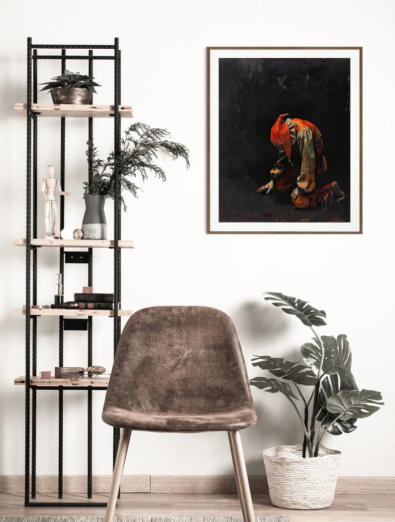 Crying Jester Wall Art Print, Accidental Renaissance Art, Clown Art