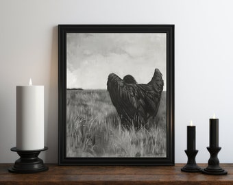 Fallen Angel Oil Painting, Dark Academia Decor, Dark Wall Art, Moody Decor, Halloween Art, Vintage Decor, Gothic Art, Witchy Print