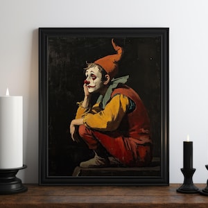 Crying Jester Wall Art Print, Accidental Renaissance Art, Clown Art Print, Dark Academia Decor, Vintage Decor, Victorian Wall Art, Moody Art