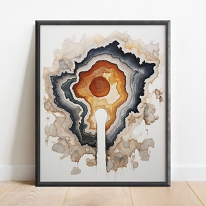 Geode Painting Wall Art Print, Rock Wall Art, Crystal Print, Geometric Art, Agate Art, Office Decor, Fossil Collector, Psychedelic Decor