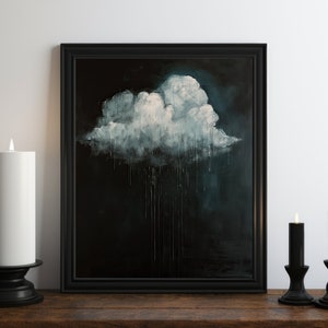 Dark Academia Cloud Oil Painting, Dark Wall Art, Moody Decor, Halloween Art, Vintage Decor, Gothic Wall Art, Witchy Print, Somber Art