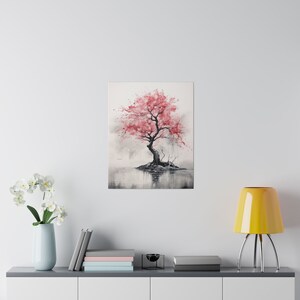 CUSTOM Minimalist Watercolor Sakura/Cherry Blossom Tree Wall Art Canvas Print, Nature Art, Japanese Painting, Botanical Art, Sakura Art
