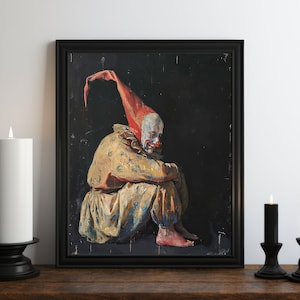 Crying Jester Wall Art Print, Accidental Renaissance Art, Clown Art Print, Dark Academia Decor, Vintage Decor, Victorian Wall Art, Moody Art