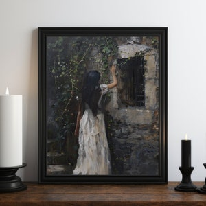 Dark Academia Nature Witch Painting, Dark Wall Art, Moody Decor, Halloween Art, Vintage Decor, Gothic Art, Witchy Print, Cottagecore Art