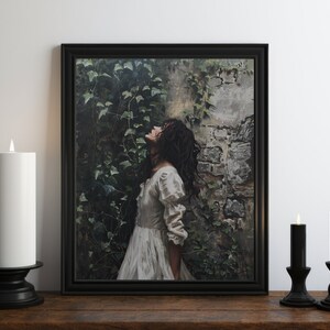 Dark Academia Nature Witch Painting, Dark Wall Art, Moody Decor, Halloween Art, Vintage Decor, Gothic Art, Witchy Print, Cottagecore Art