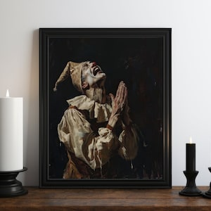 Crying Jester Wall Art Print, Accidental Renaissance Art, Clown Art Print, Dark Academia Decor, Vintage Decor, Victorian Wall Art, Moody Art