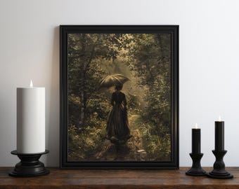 Dark Academia Witch Oil Painting, Dark Wall Art, Moody Decor, Halloween Art, Vintage Decor, Gothic Wall Art, Witchy Print, Spooky Wall Art