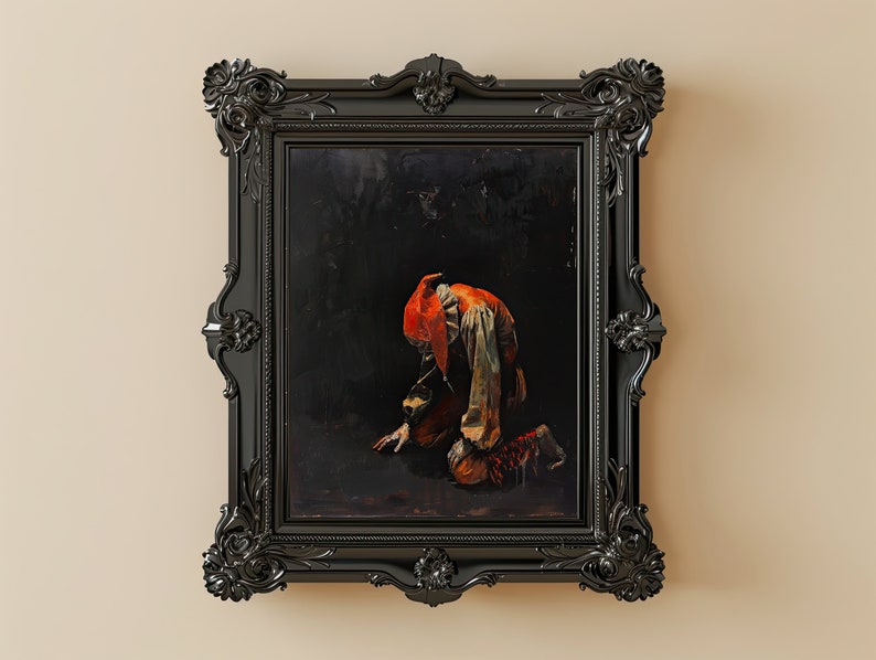 Crying Jester Wall Art Print, Accidental Renaissance Art, Clown Art