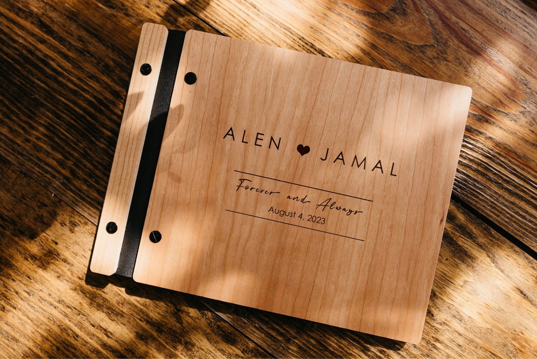 Wooden Wedding Guest Book Personalized Laser Engraved, Perfect for