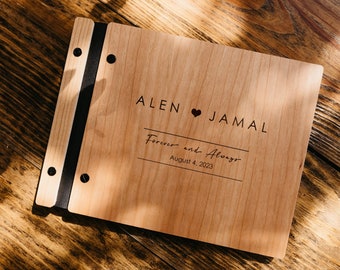 Wooden Wedding Guest Book - Personalized Laser Engraved, Perfect for Photos and Heartfelt Messages, Photobooth, Photo Album, Wedding Album