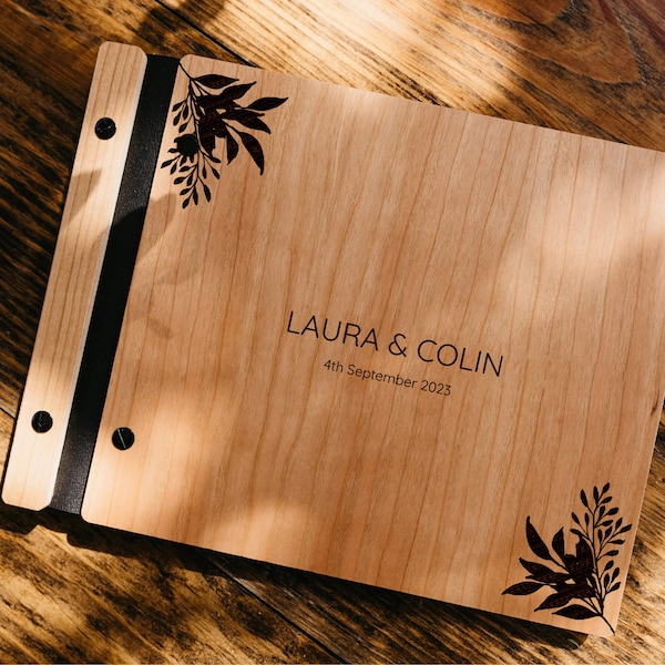 Polaroid Wedding Guest Book, Personalized Wedding Minimalist Guest Book, Engraved Unique Wedding Guestbook