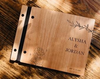 Polaroid Wedding Guest Book, Personalized Wedding Minimalist Guest Book, Engraved Unique Wedding Guestbook