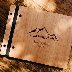 Libro di avventure in legno, libro degli ospiti per matrimonio, libro degli ospiti minimalista per matrimonio, regalo di matrimonio unico