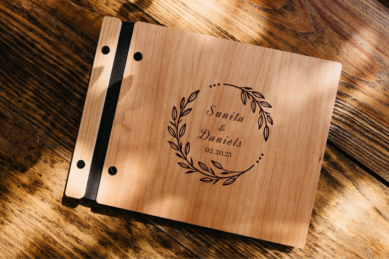 Wedding Guestbook, Personalized Wooden Guest book Perfect for Wedding, Photobooth, Photo Album, Wedding Album image 1